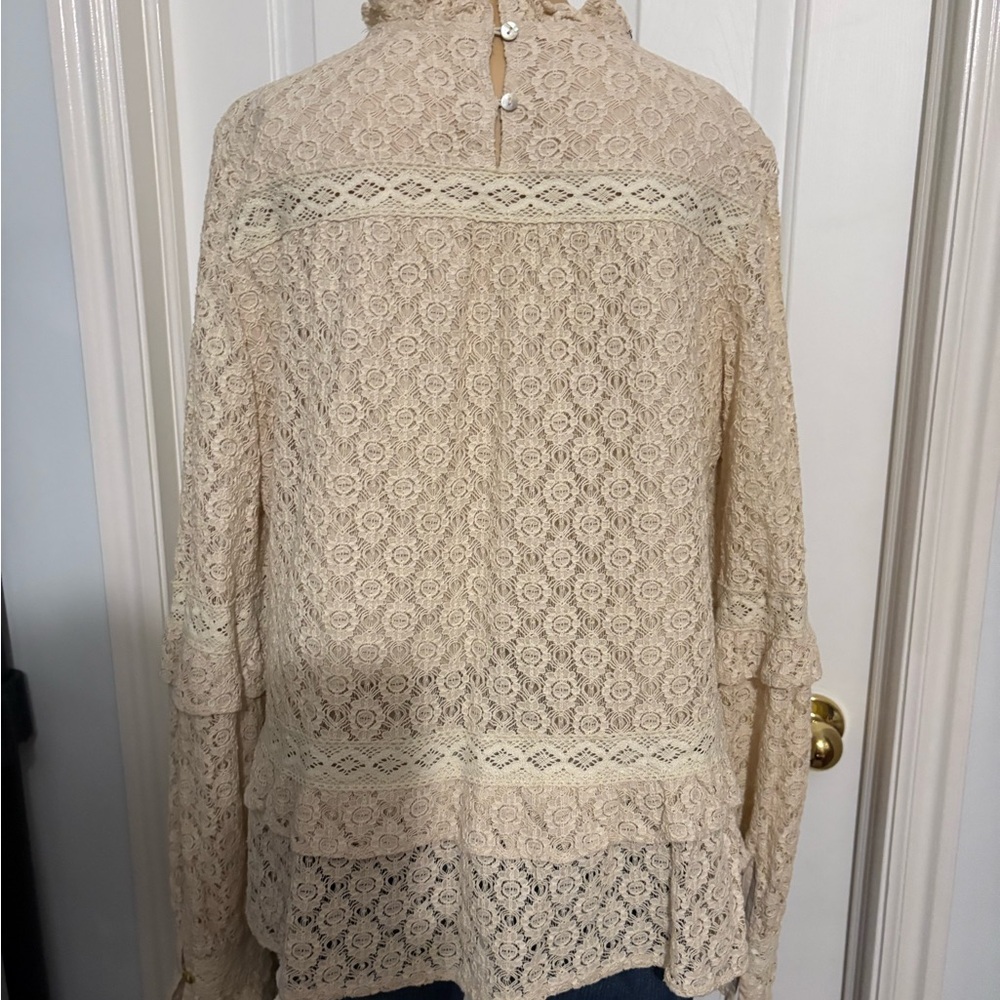 Listicle Cream Lace Ruffle Blouse - Picture 13 of 15